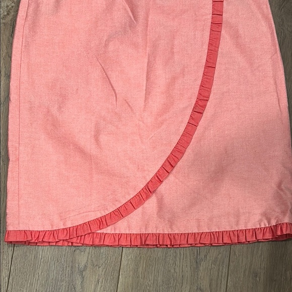 J. Crew Women’s Cotton Oxford Nantucket Ruffled Faux Wrap Pink Skirt Size 10 - Picture 4 of 9